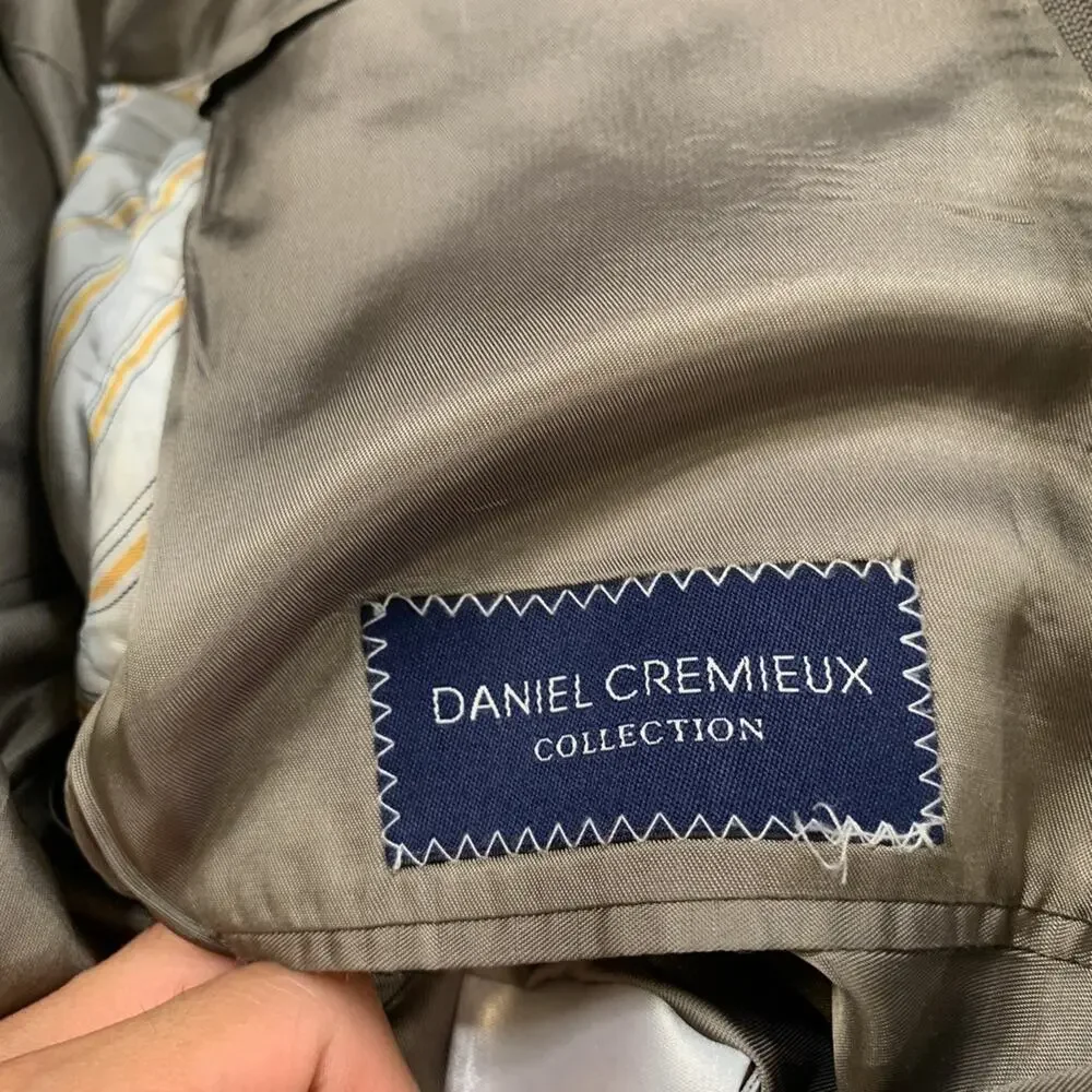 Daniel‎ Cremieux Blazer Mens 41R Pewter Wool Plaid Lined Notch Loro Piana Fabric